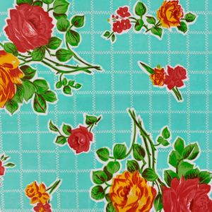 Hovedbilde Voksduk turkis med roser