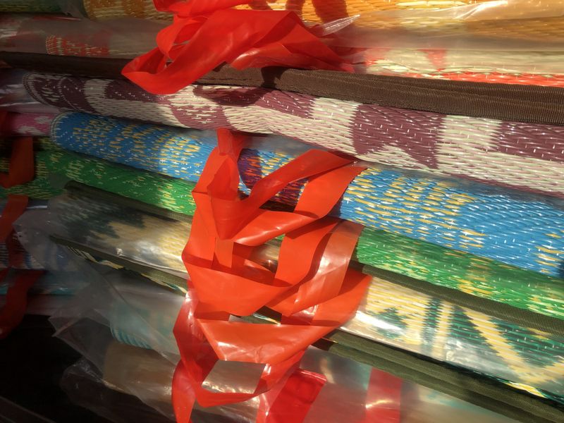 Plastmatte Indisk 180x270cm Orange/Lysegr&oslash;nn/Elfenben