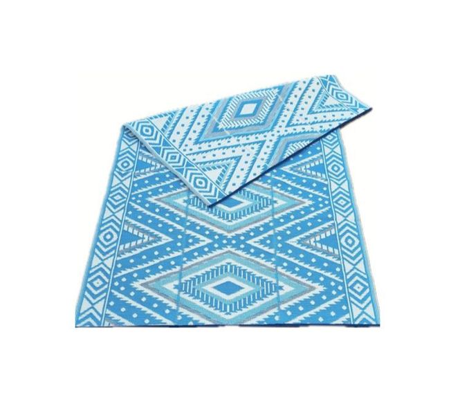 Plastmatte Indisk 180x270cm 2 Bl&aring;farger/Elfenben