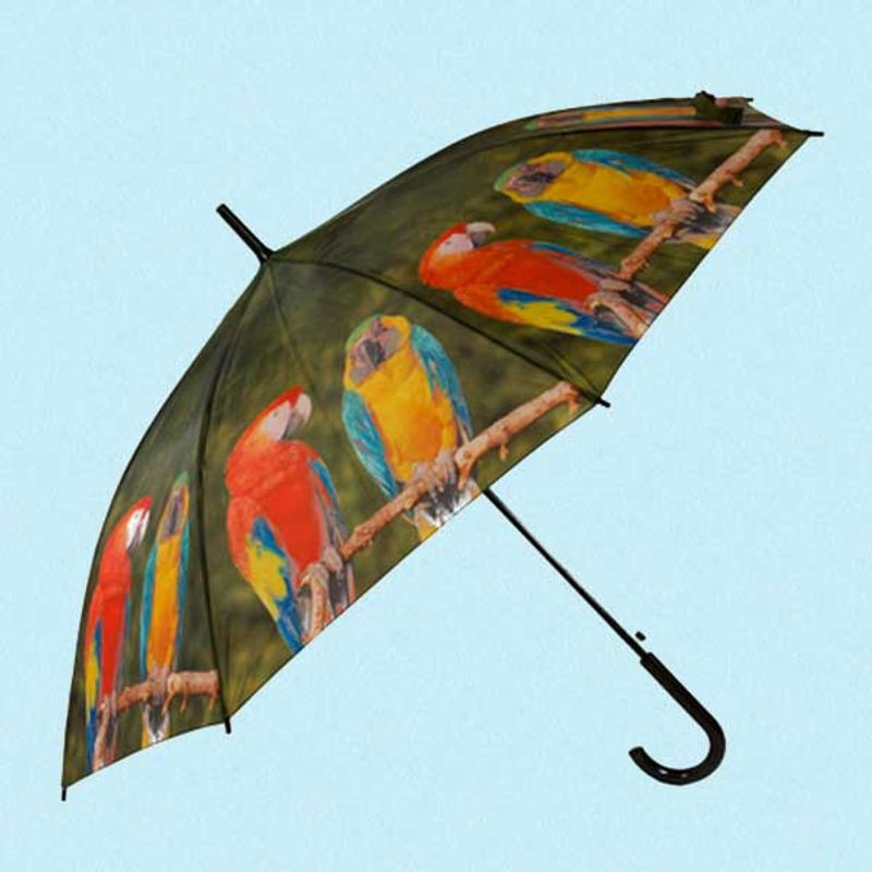 Paraply med papegøyer
