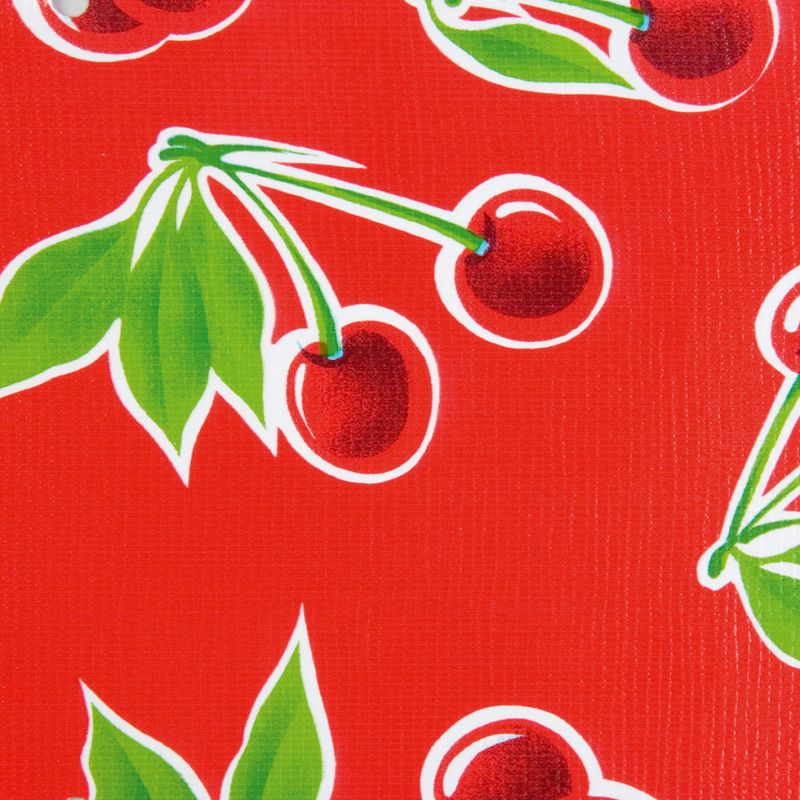 Voksduk med kirsebær på rødt
