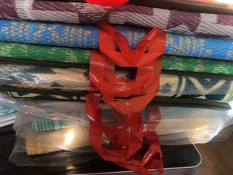 Plastmatte Indisk 120x180cm Gul/Lysebl&aring;/Hvit