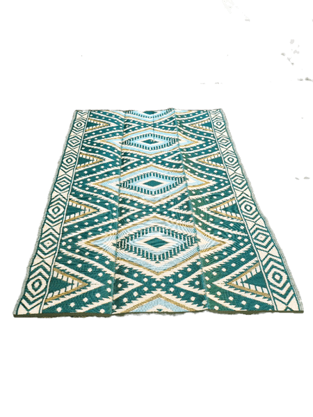 Plastmatte Indisk 180x270cm 2 Gr&oslash;nnfarger/Gull/Elfenben