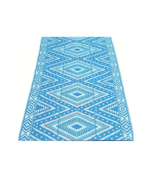 Plastmatte Indisk 180x270cm 2 Bl&aring;farger/Elfenben