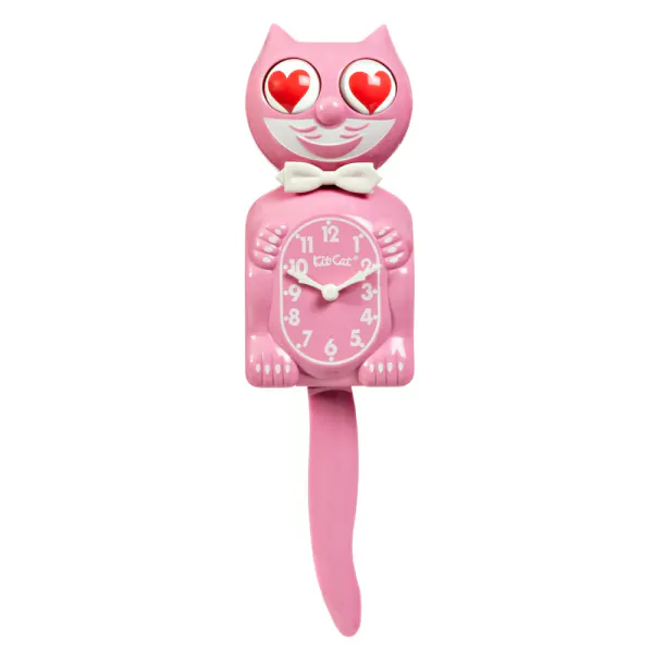 Kit-Cat klokke Pink Satin Heart Eyes