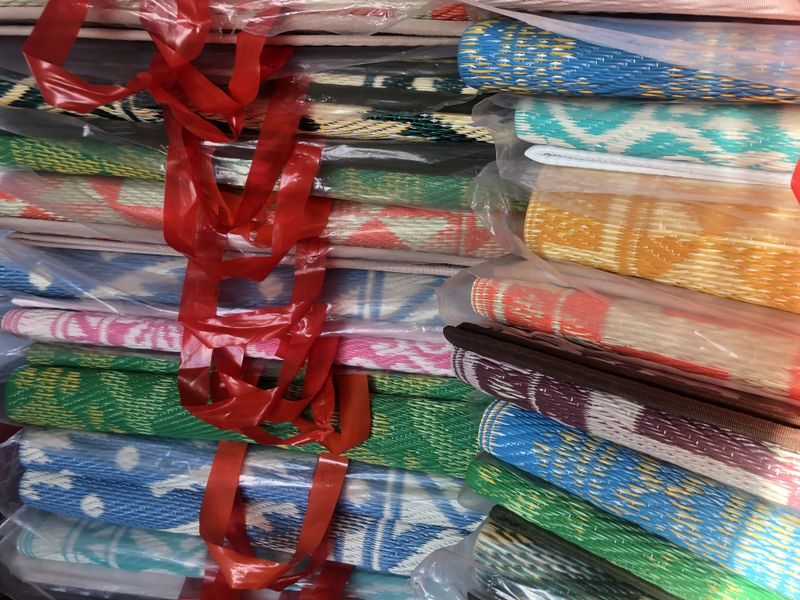 Plastmatte Indisk 120x180cm Gul/Lysebl&aring;/Hvit