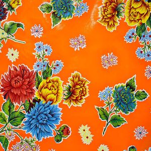 Hovedbilde Voksduk Crisantemos orange