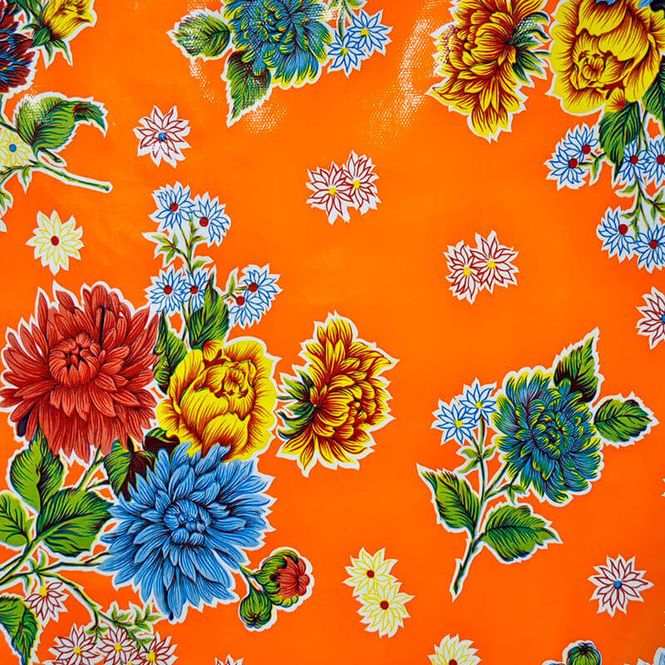 Hovedbilde Voksduk Crisantemos orange