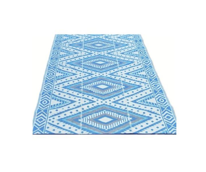 Plastmatte Indisk 180x270cm 2 Bl&aring;farger/Elfenben